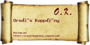 Orsós Koppány névjegykártya