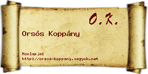 Orsós Koppány névjegykártya