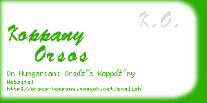 koppany orsos business card
